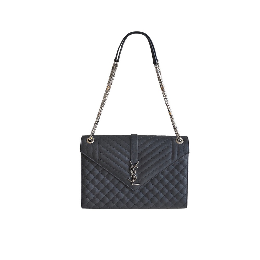 Saint Laurent Large Envelope Chain Shoulder Bag Grey